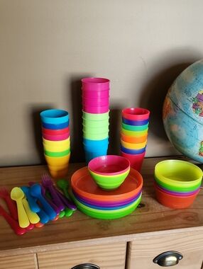 IKEA Kalas Cutlery And Bowl Set Bright Rainbow Colors